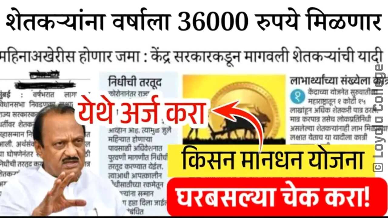 आता शेतकऱ्यांना वर्षाला 36 हजार रुपये मिळणार; संपूर्ण माहिती आणि अर्ज प्रक्रिया PM Kisan Mandhan Yojana