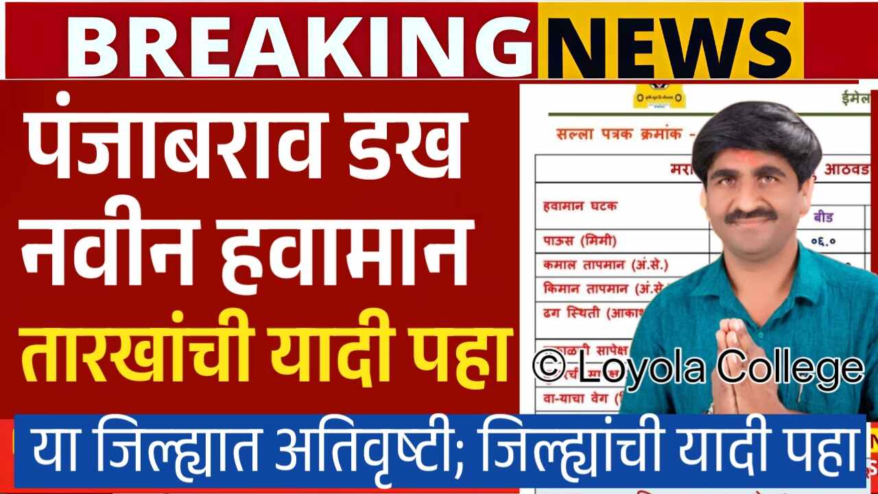 या’ भागात अति मुसळधार; ‘या’ भागात अतिवृष्टी! पंजाबराव डख हवामान अंदाज वेळापत्रक पहा Panjabrao Dakh Hawaman Andaj