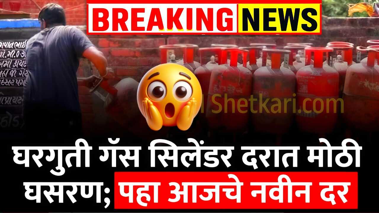 आजपासून गॅस सिलेंडर दरात मोठी घसरण झाली; नवीन दर जाहीर! येथे पहा LPG gas cylinder price Drop