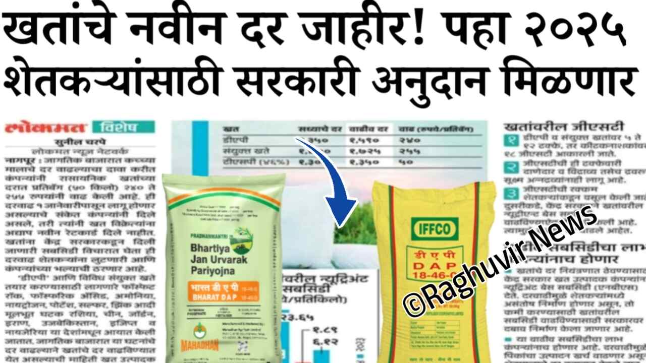 खतांच्या दरात मोठे बदल; सरकारचा मोठा निर्णय; नवीन दर जाहीर! यादी पहा Fertilizer Price Today