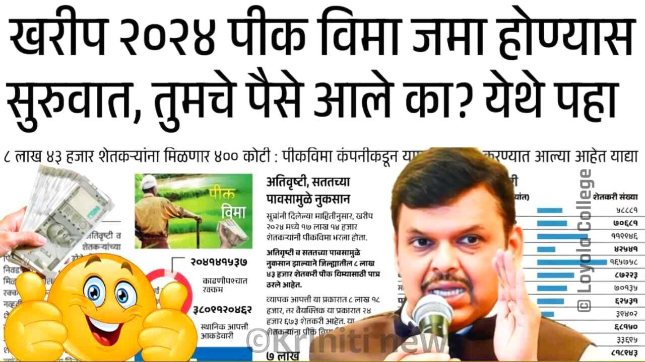 पिकविमा बँक खात्यावर जमा झाला; लगेच यादीत नाव चेक करा Crop Insurance Status Check